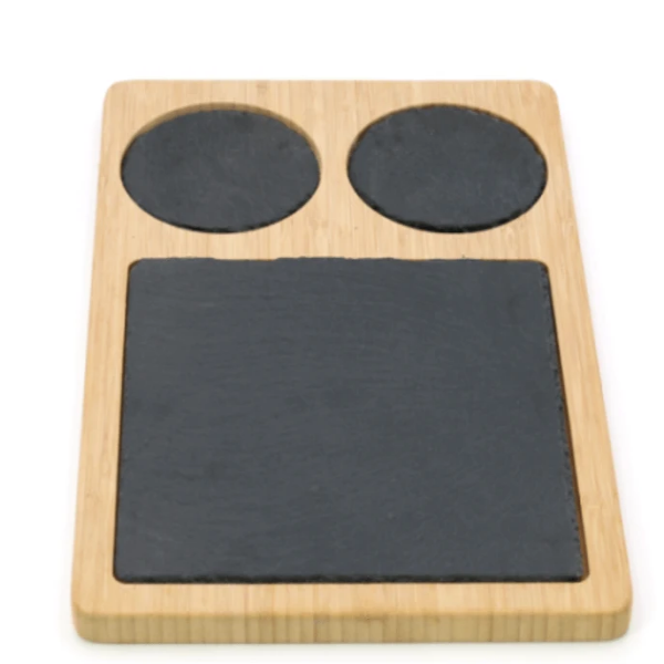 Square Bamboo and slate serving board-5