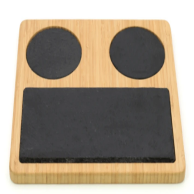 Square Bamboo and slate serving board-6