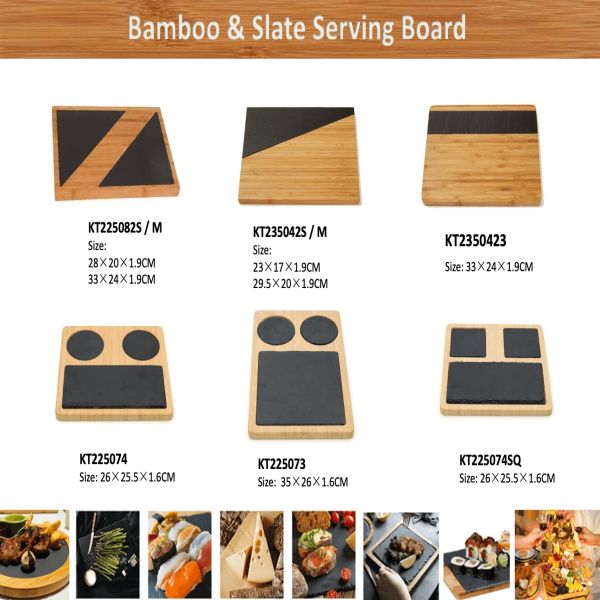 Square Bamboo and slate serving board-7