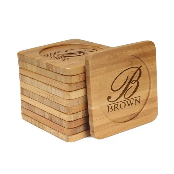 Square Natural Bamboo Coasters Set (1)