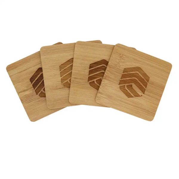 Square Natural Bamboo Coasters Set (2)