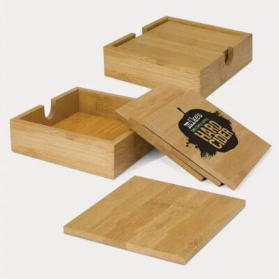 Square Natural Bamboo Coasters Set (6)