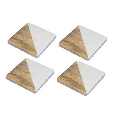 White Marble Coaster With Gold line (2)