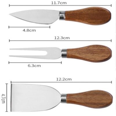 Wood cheese and cracker boards set with knives-2