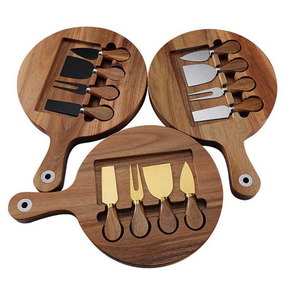 Wood cheese boards with cutlery set -1