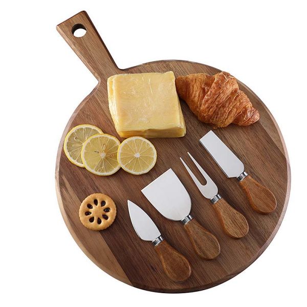 Wood cheese boards with cutlery set -1