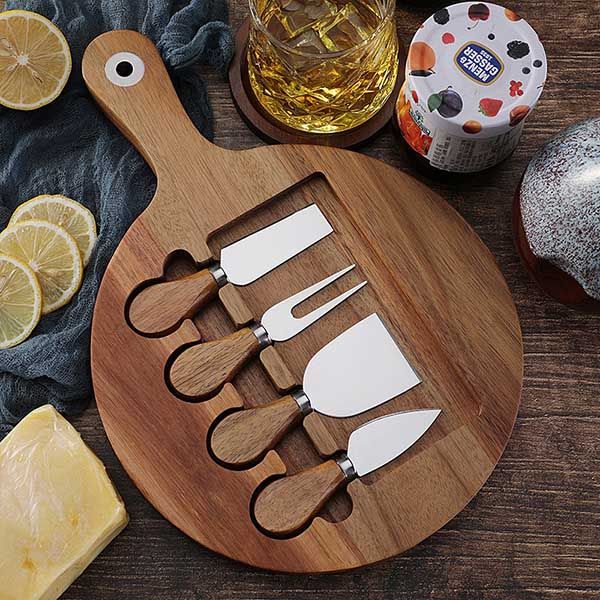 Wood cheese boards with cutlery set -2