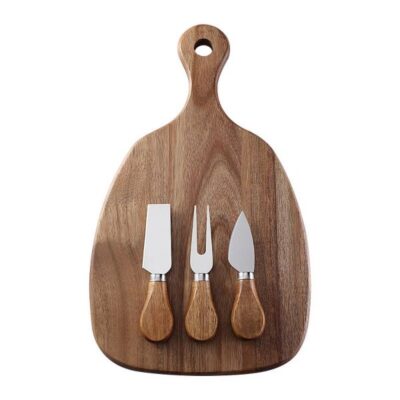 Wood cheese boards with cutlery set -1