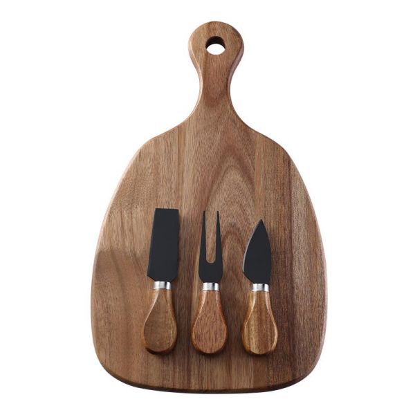 Wood cheese boards with cutlery set -2