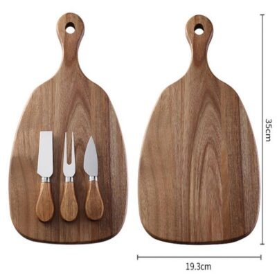 Wood cheese boards with cutlery set -3