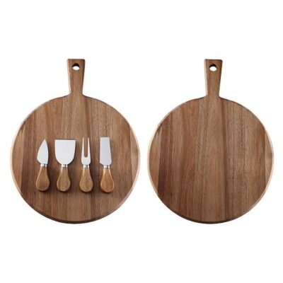 Wood cheese boards with cutlery set -2