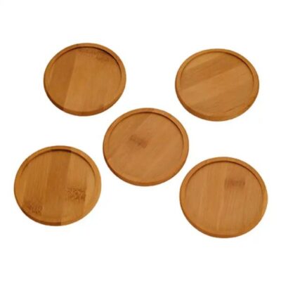 Wooden Round Bamboo Whisky Coaster (2)