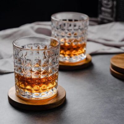 Wooden Round Bamboo Whisky Coaster (4)