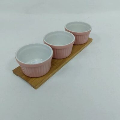 appetizer bowls with bamboo tray-