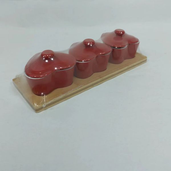 appetizer bowls with lid and bamboo tray-2