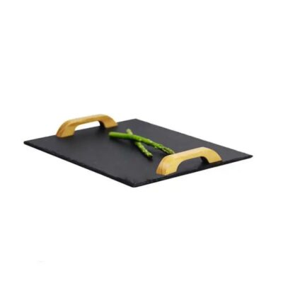 black natural slate food serving tray with handles (4)