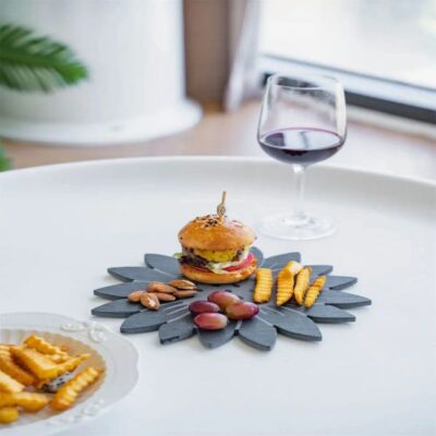 black slate stone plates irregular shape plate board (2)