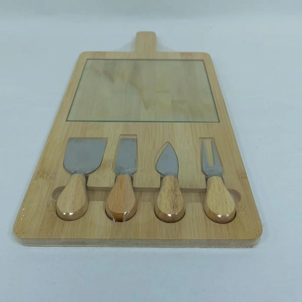 cheese and crackers tray with knife