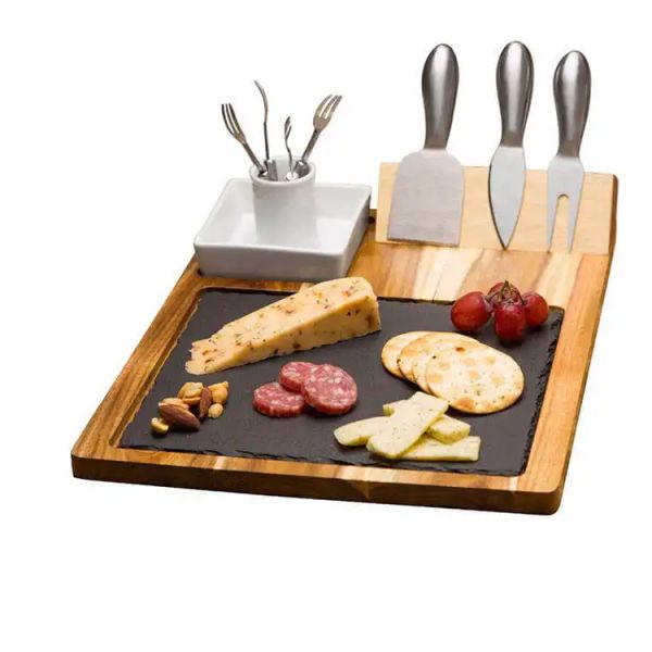 cheese cutting board with utensils set and 3 knives 4 forks (3)