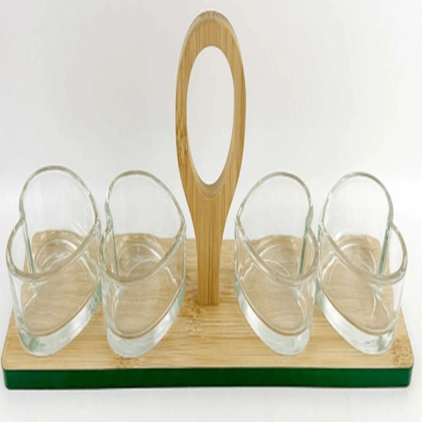 glass food serving bowl with bamboo tray-2.