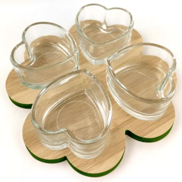 glass food serving bowl with bamboo tray-3.