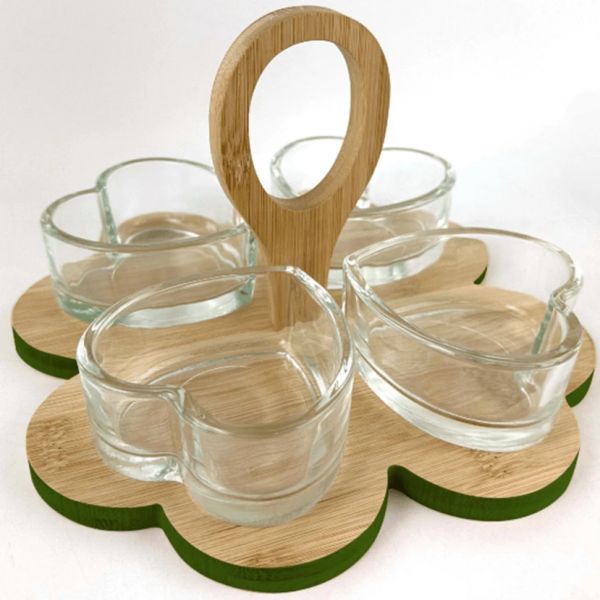 glass food serving tray with bamboo tray-3