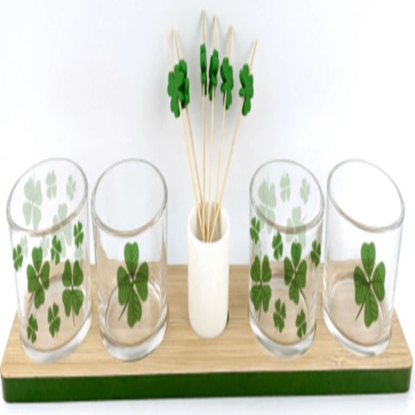 glass food serving tray with bamboo tray and stick-5