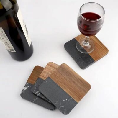 marble acacia wood drink coasters (1)