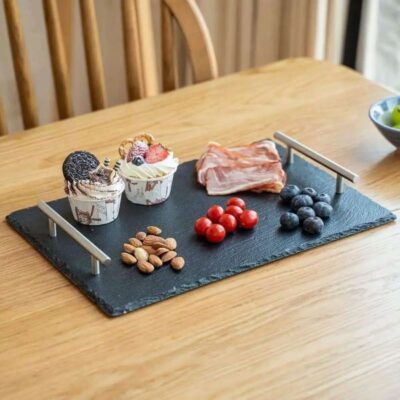 natural black plates slate board with handle (2)