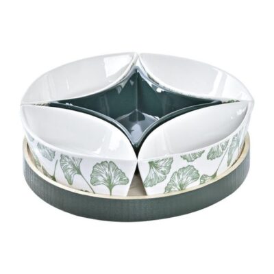 porcelain tapas set with wood tray -1