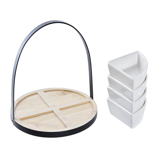 set of 4pcs snack dishes with tray-3 set of 4pcs snack dishes with tray-3