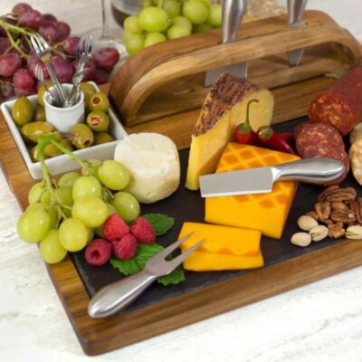 wooden cheese board with utensils set-1